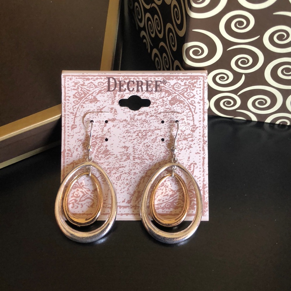 Cute Two Tone Oval Earrings